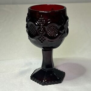 Vintage Avon Ruby Red Cape Cod 8 Oz.‎ 6" Wine Water Glass Goblet 3-1/2" Wide
